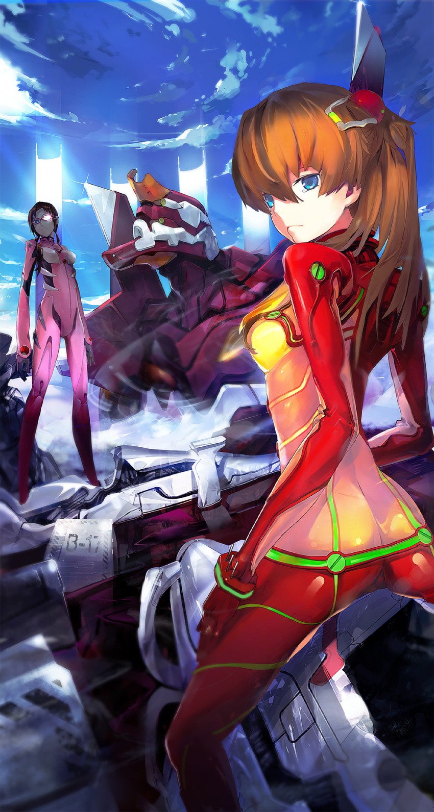 souryuu asuka langley and makinami mari illustrious (neon genesis evangelion and 2 more) drawn by dan_evan