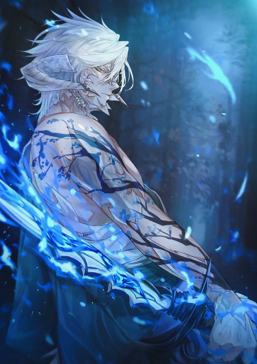 warrior of light and samurai (final fantasy and 1 more) drawn by liz_gray