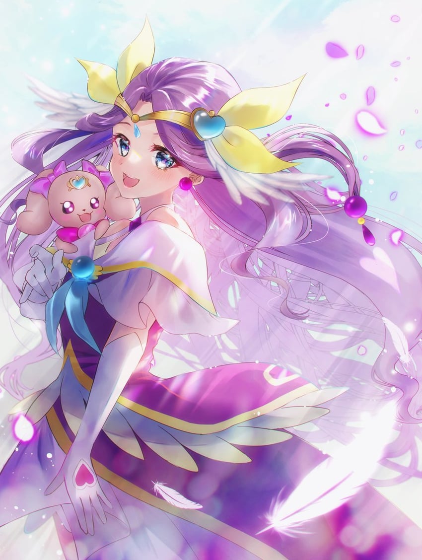 fuurin asumi, cure earth, and latte (precure and 1 more) drawn by minccino7