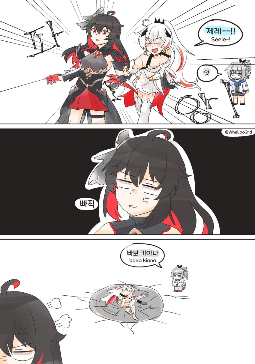 kiana kaslana, bronya zaychik, seele vollerei, and seele (honkai and 1 more) drawn by wheloo3rd