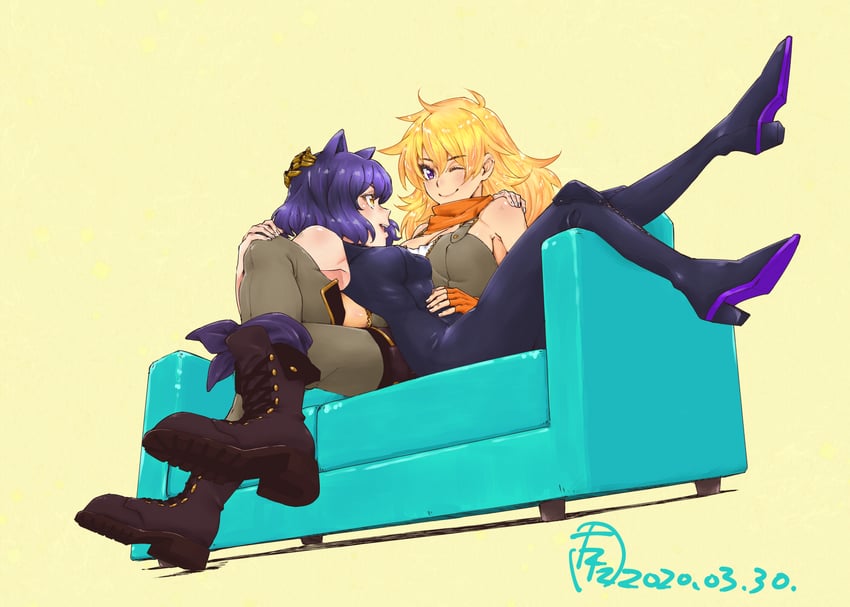 yang xiao long and blake belladonna (rwby) drawn by tatsuta_shin'ichi
