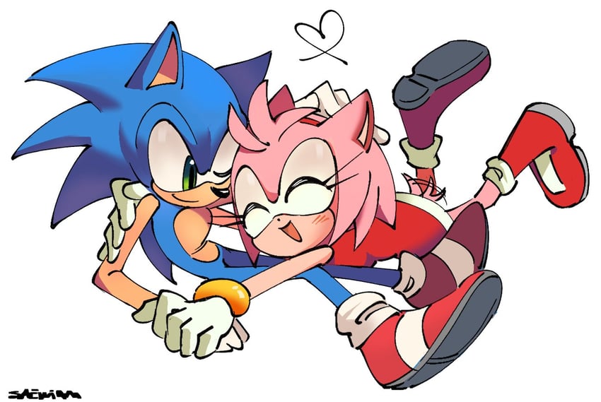 sonic the hedgehog and amy rose (sonic) drawn by saewiam