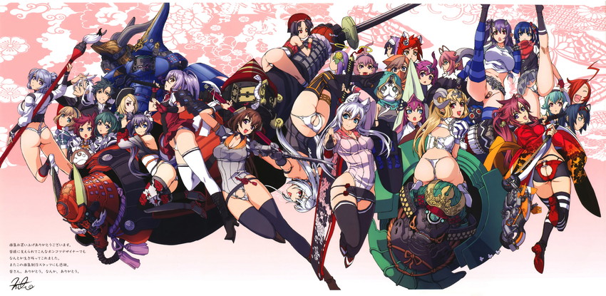 alice, naoe kanetsugu, leviathan, gotou matabei, lucifer, and 3 more (queen's blade and 3 more) drawn by nishii_(damnedrive)