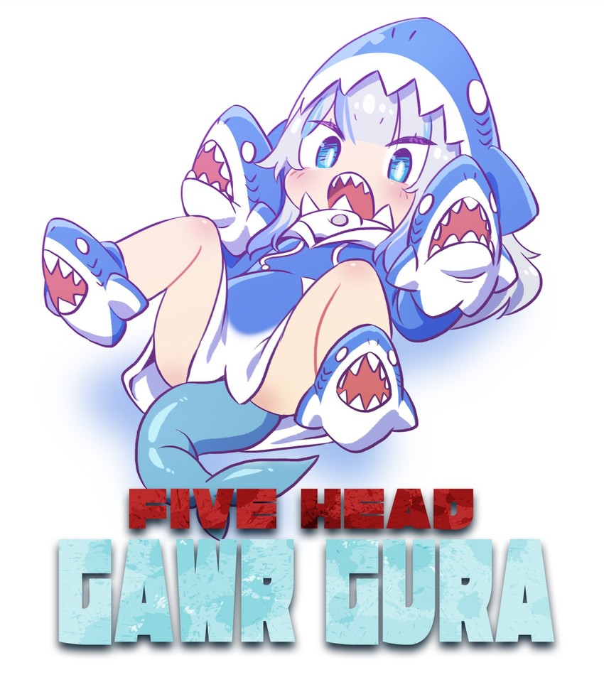 gawr gura (hololive and 1 more) drawn by chaki_(teasets)