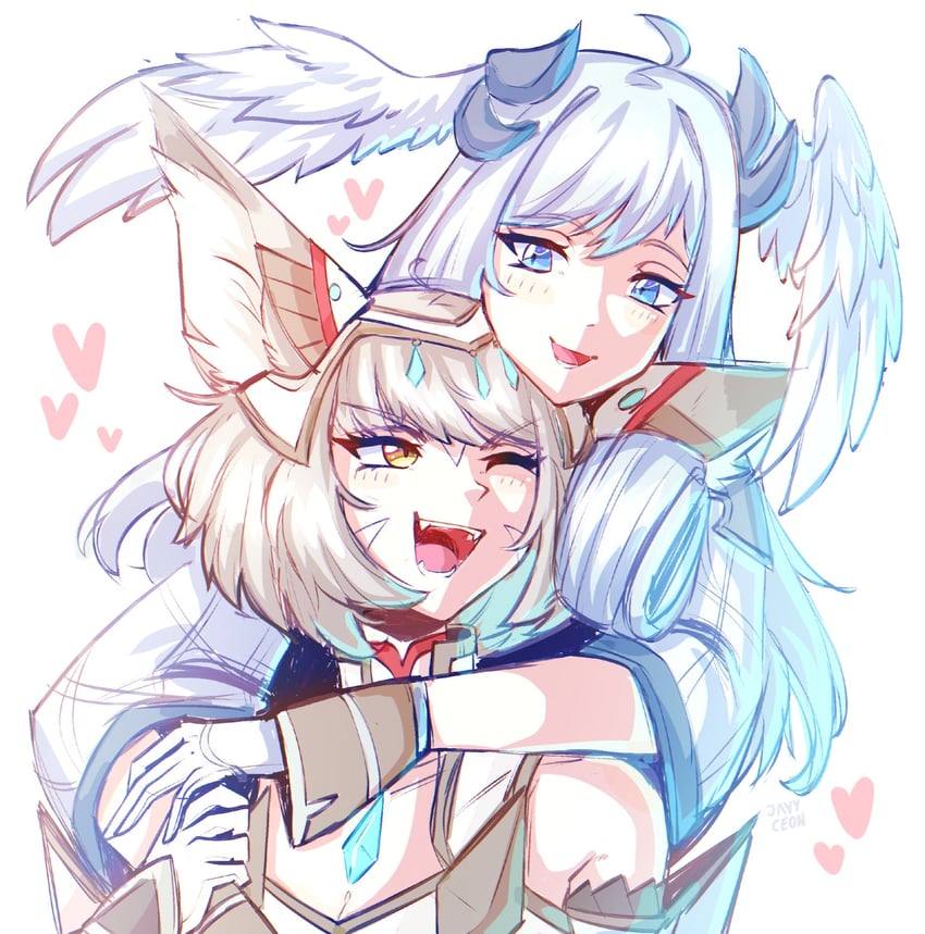 nia and melia antiqua (xenoblade chronicles and 1 more) drawn by jayyceon