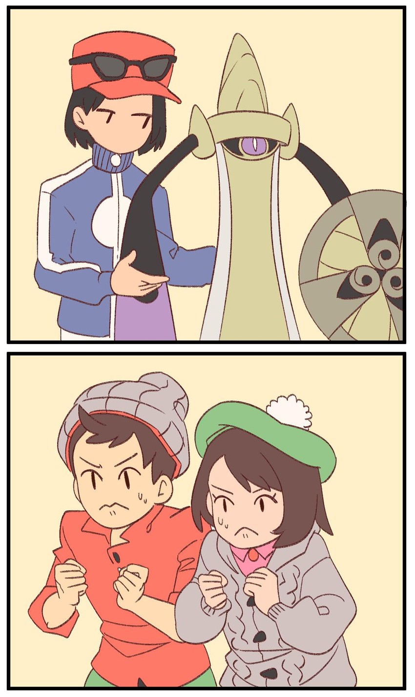 gloria, calem, victor, and aegislash (pokemon and 2 more) drawn by toffmikin