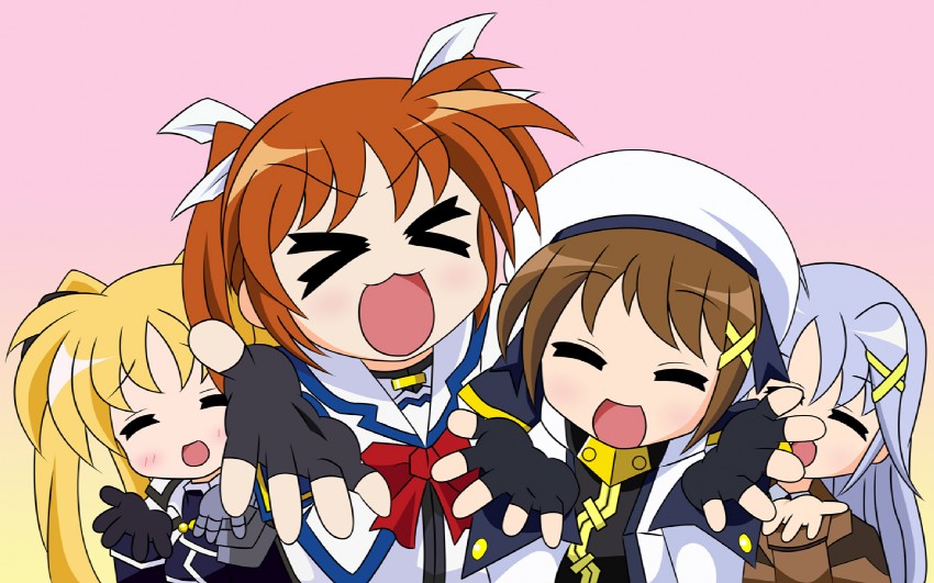 fate testarossa, takamachi nanoha, yagami hayate, and reinforce zwei (lyrical nanoha and 3 more)