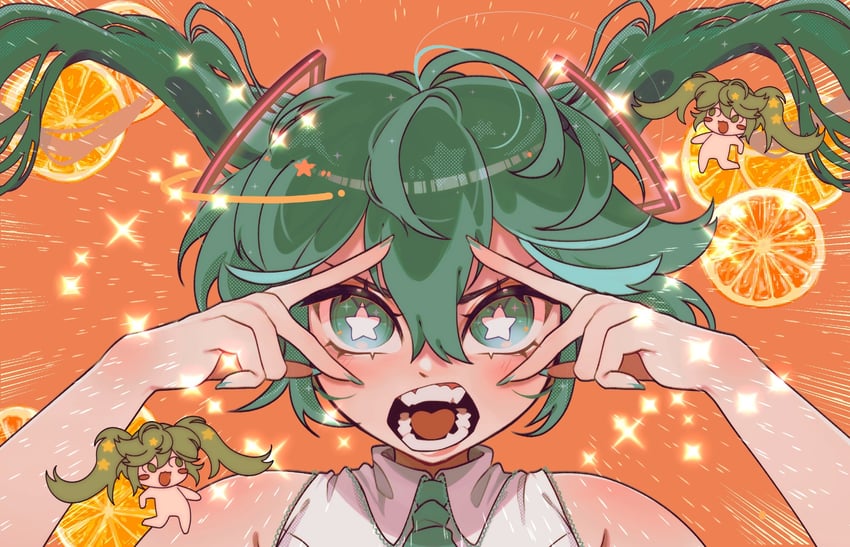 hatsune miku (vocaloid and 1 more) drawn by j2citrus