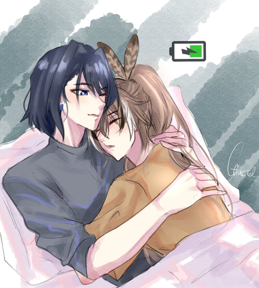 ouro kronii and nanashi mumei (hololive and 1 more) drawn by glaciel