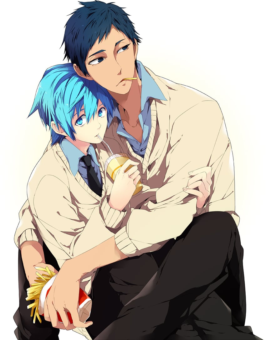 kuroko tetsuya and aomine daiki (kuroko no basuke) drawn by maco_latte