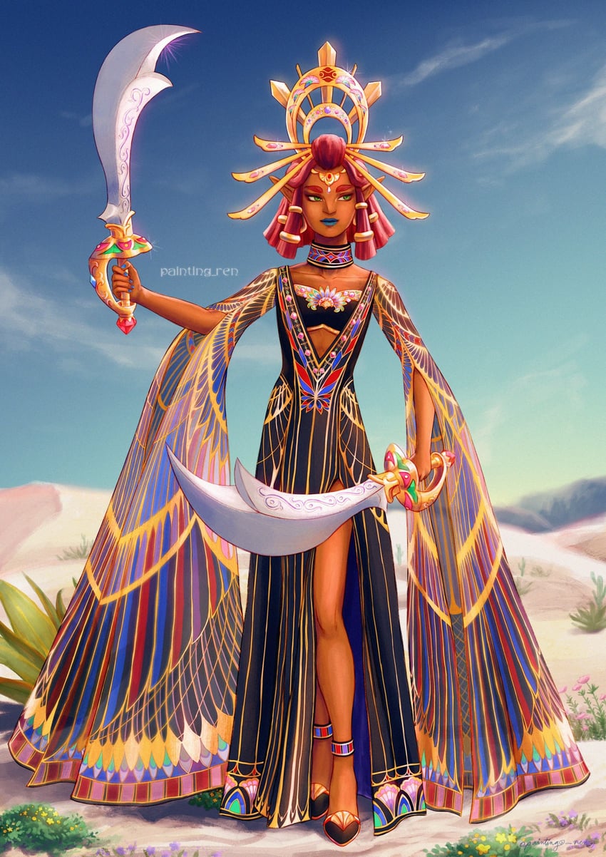 riju (the legend of zelda and 1 more) drawn by painting_ren