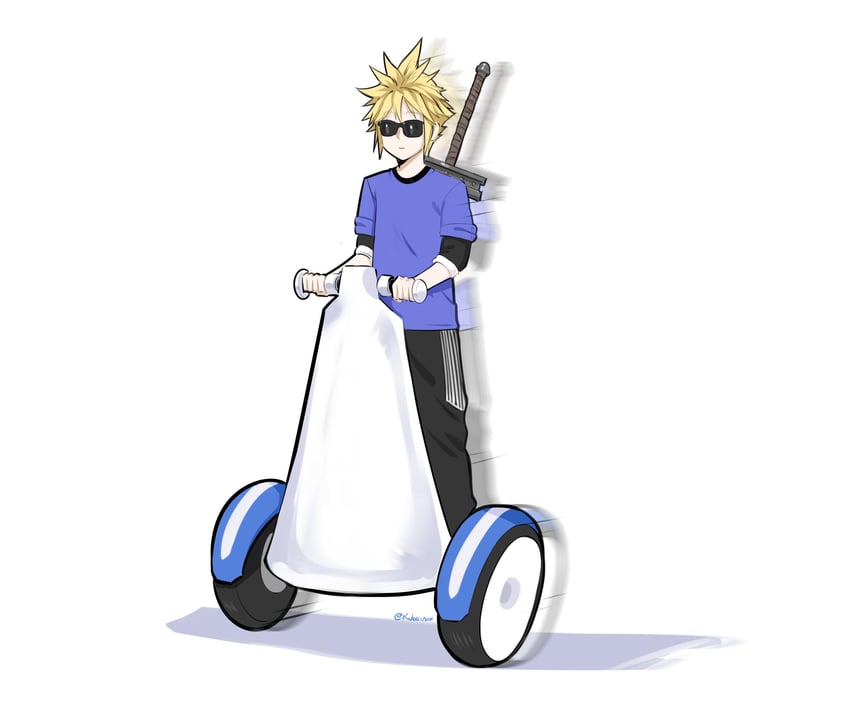 cloud strife (final fantasy and 3 more) drawn by kubaushi