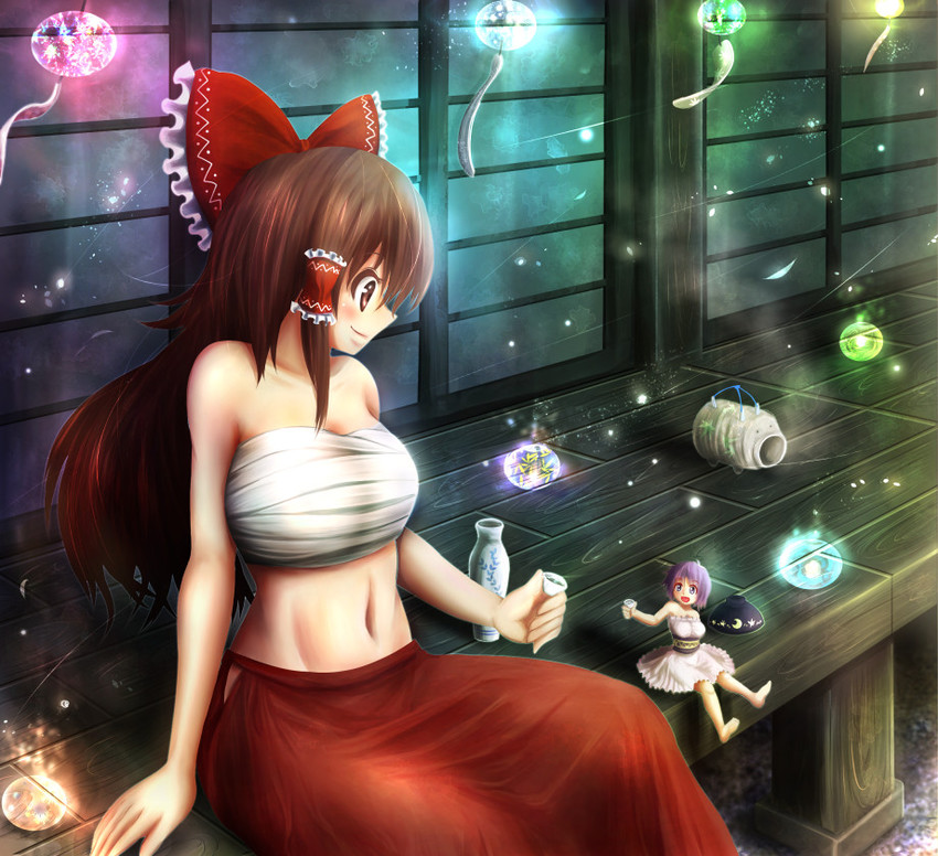 hakurei reimu and sukuna shinmyoumaru (touhou) drawn by satoji_(ochanomkmskry)