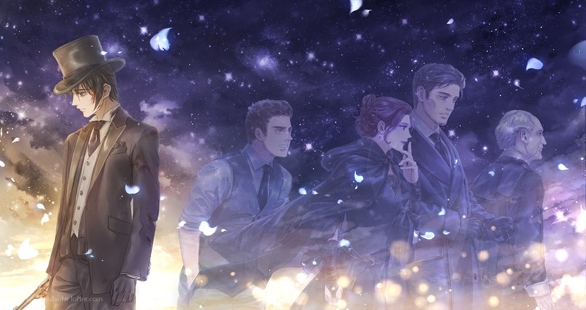 klein moretti, dunn smith, daly simone, old neil, and kenley white (lord of the mysteries) drawn by kuidaidai