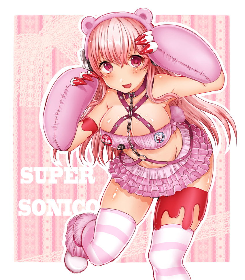super sonico, gloomy bear, and grg x super sonico (nitroplus and 1 more) drawn by guucho