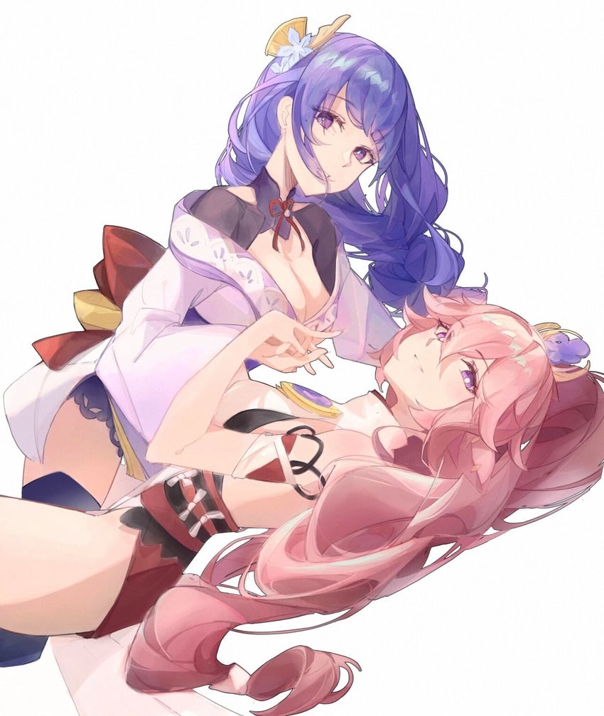 raiden shogun and yae miko (genshin impact) drawn by wanwu_(nighmist)