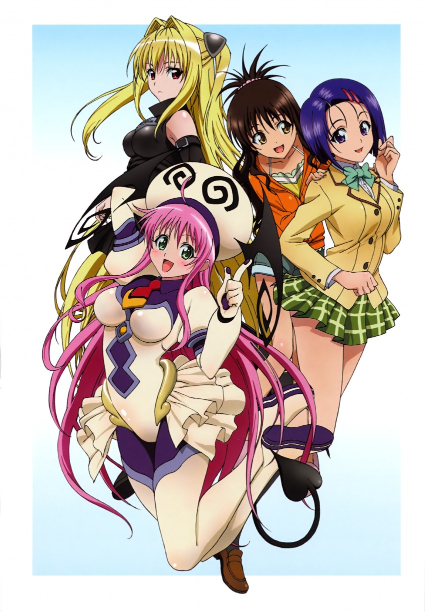 konjiki no yami, yuuki mikan, lala satalin deviluke, sairenji haruna, and peke (to love-ru)