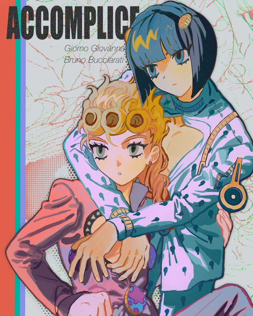 giorno giovanna and bruno bucciarati (jojo no kimyou na bouken and 1 more) drawn by tami_tome_mo