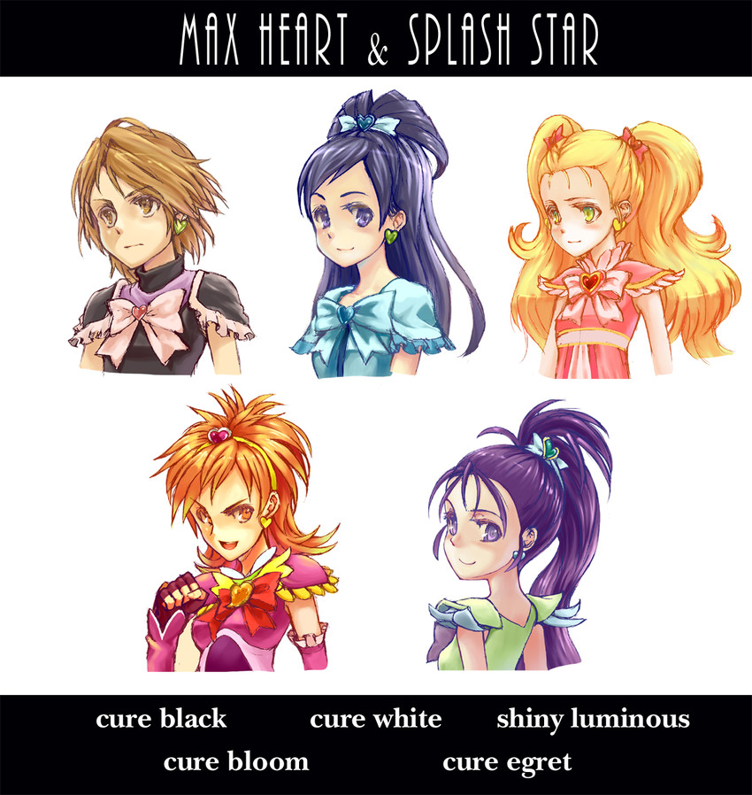 misumi nagisa, yukishiro honoka, cure black, cure white, hyuuga saki, and 5 more (precure and 3 more) drawn by potepote