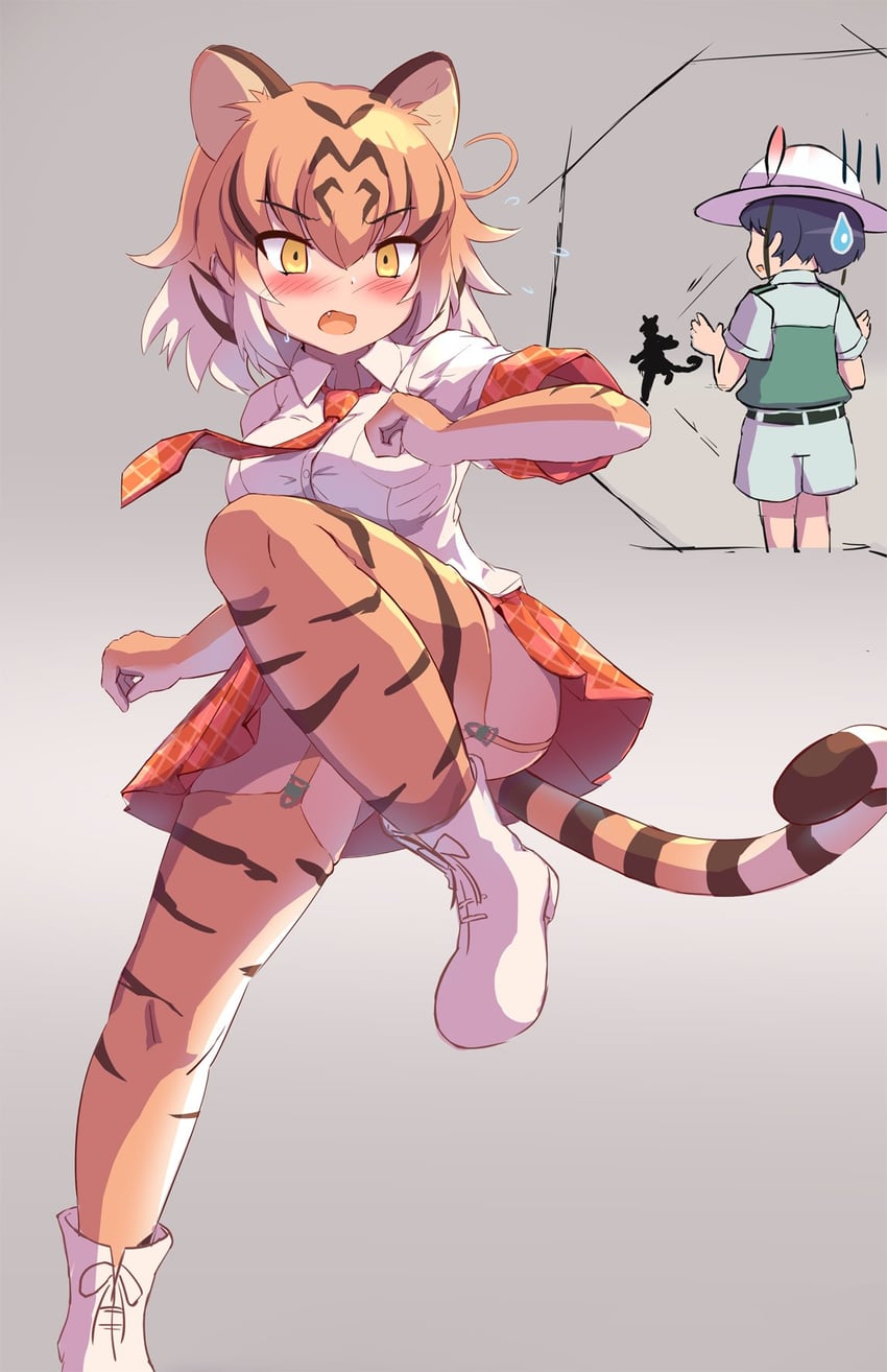 captain and tiger (kemono friends and 1 more) drawn by koutsuu_(koutuukanseikan)