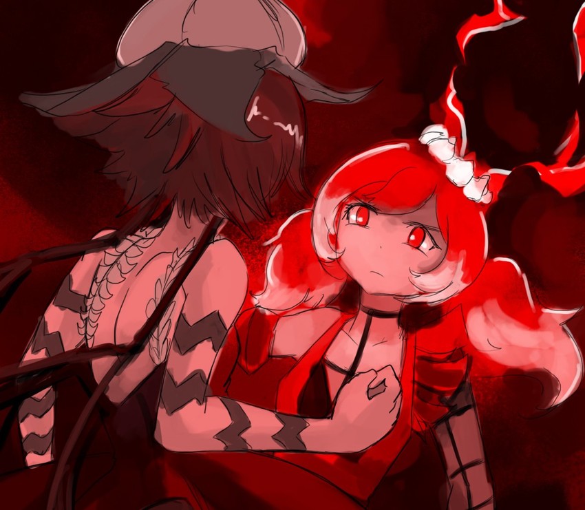 fukuroi marika and flame flamey (mahou shoujo ikusei keikaku and 2 more) drawn by coatifan