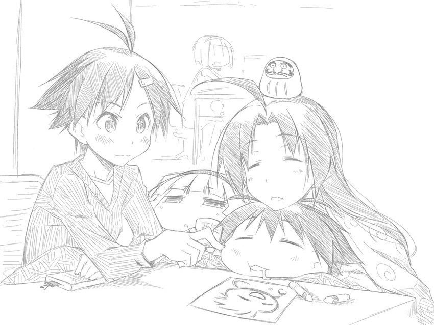 kikuchi makoto, miura azusa, otonashi kotori, takanya, and makochii (idolmaster and 1 more) drawn by akane_yuki