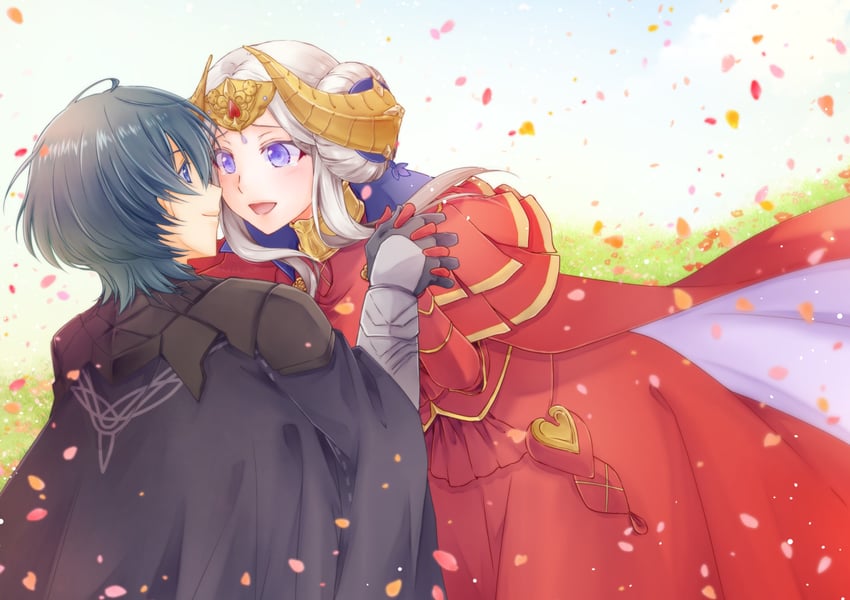 edelgard von hresvelg and male byleth (fire emblem and 1 more) drawn by kazayuu_(yuuri)