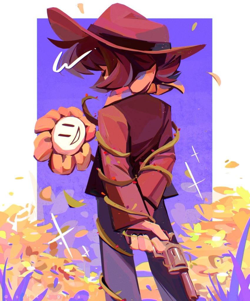 flowey and clover (undertale and 1 more) drawn by st4ngray