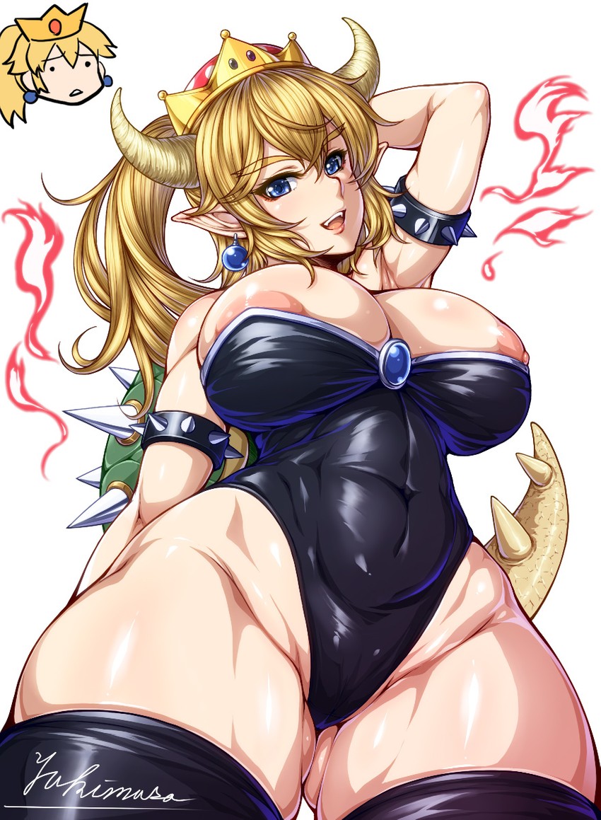 princess peach and bowsette (mario and 1 more) drawn by yukimasa_(nkk145)