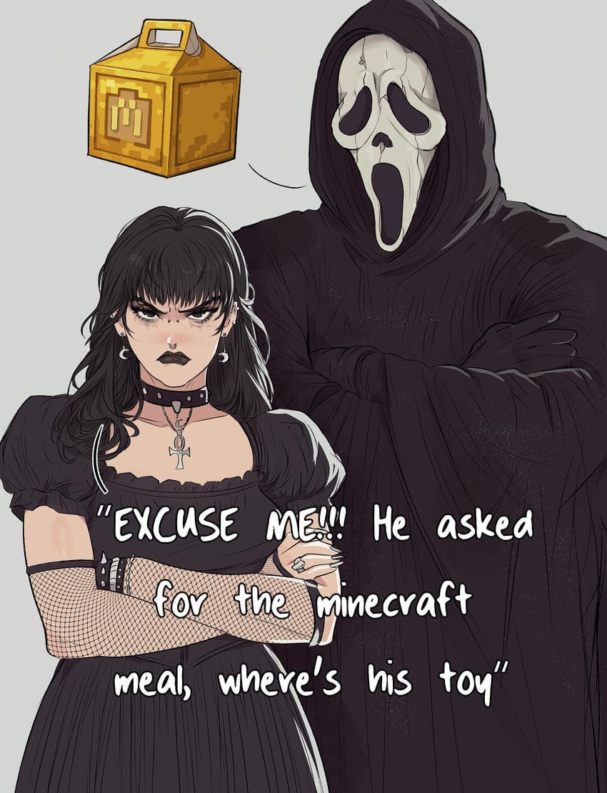 ghostface (minecraft and 2 more) drawn by yoracrab