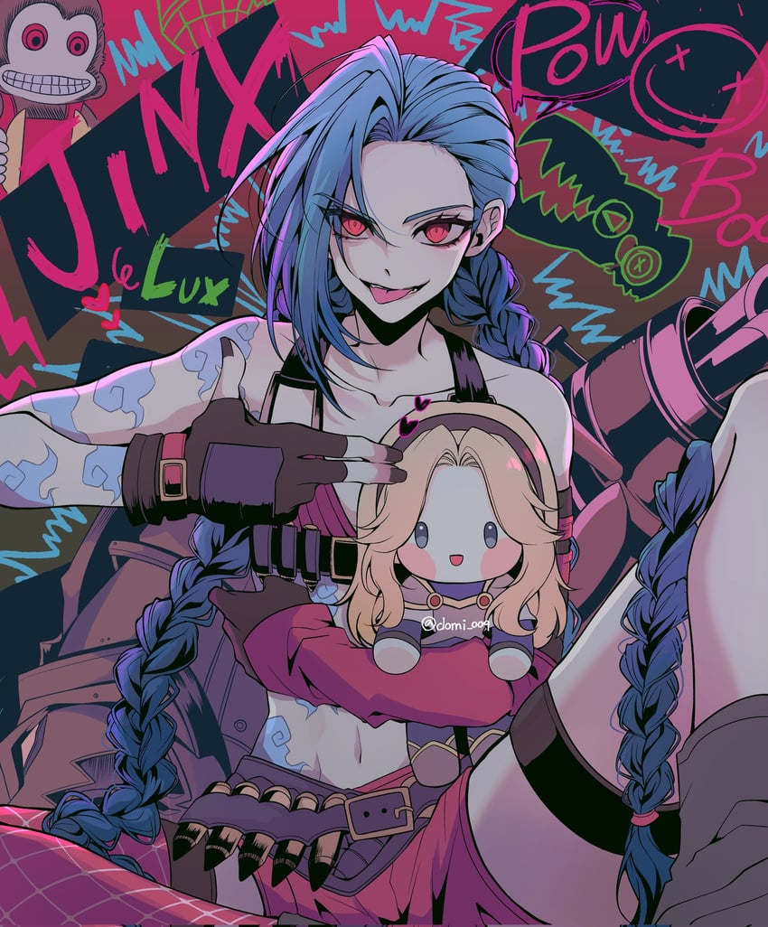 jinx and lux (league of legends) drawn by domi_006