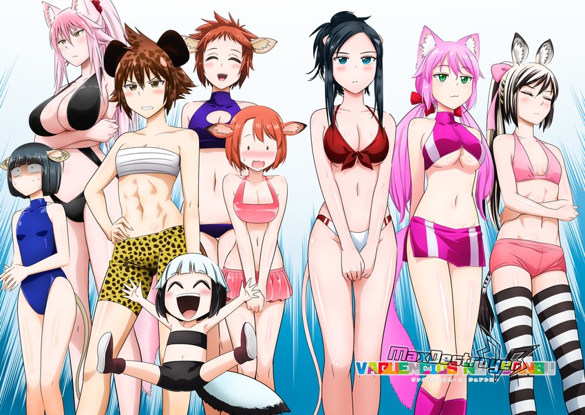nekomai kurumi, hadano miki, ihara shiho, okami feriru, madaraba iena, and 3 more (murenase! shiiton gakuen) drawn by maximilian-destroyer and yamashita_bungo