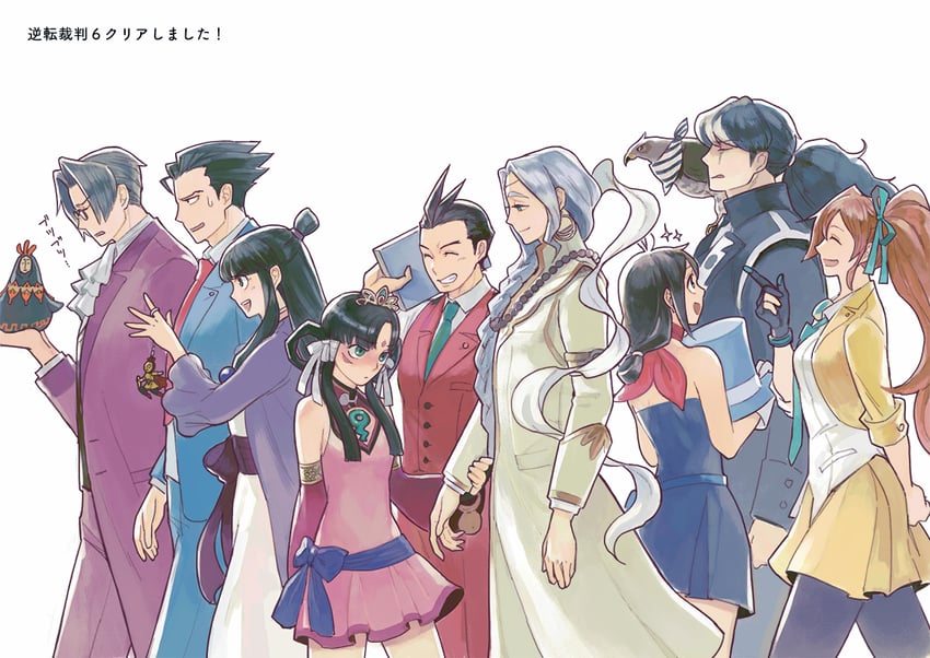 phoenix wright, miles edgeworth, maya fey, apollo justice, trucy wright, and 5 more (ace attorney and 1 more) drawn by coffee_beans_(5offee8eans)