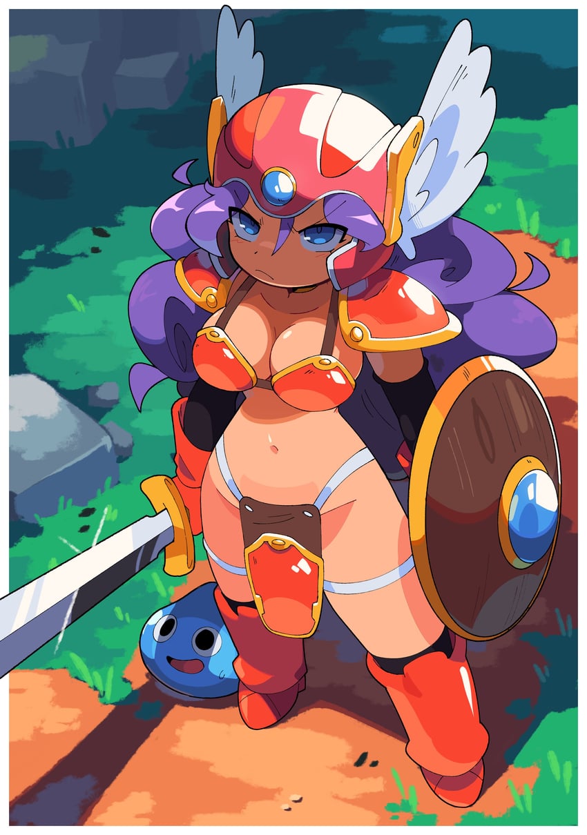 slime and warrior (dragon quest and 1 more) drawn by bacun