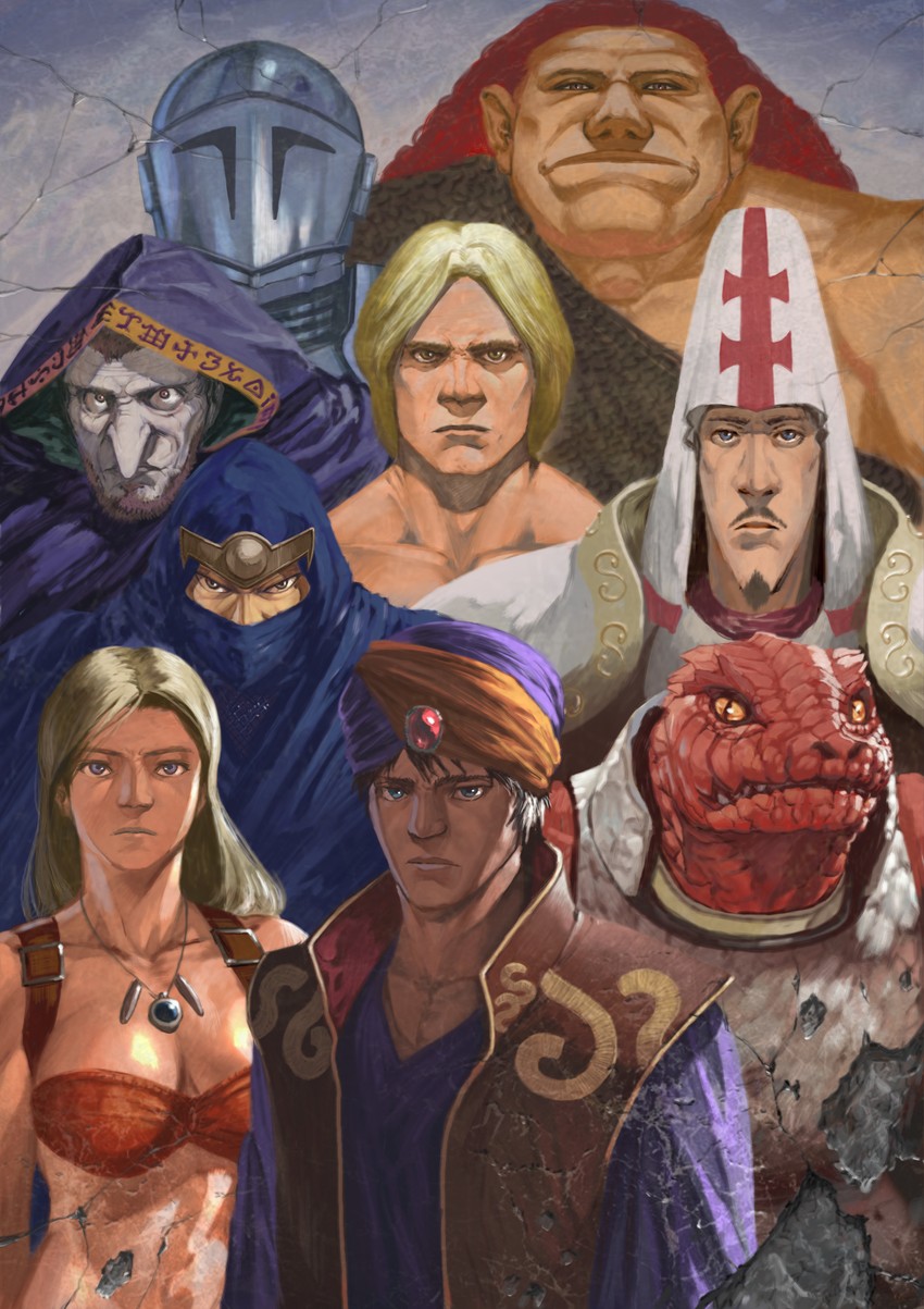 sara, ryugo, ariol, alan, lothar, and 4 more (magic sword) drawn by oggy_(oggyoggy)