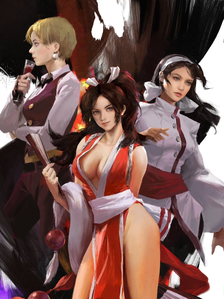 shiranui mai, king, and kagura chizuru (the king of fighters) drawn by mazert_young