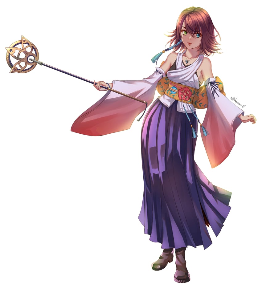 yuna (final fantasy and 1 more) drawn by leofoxart