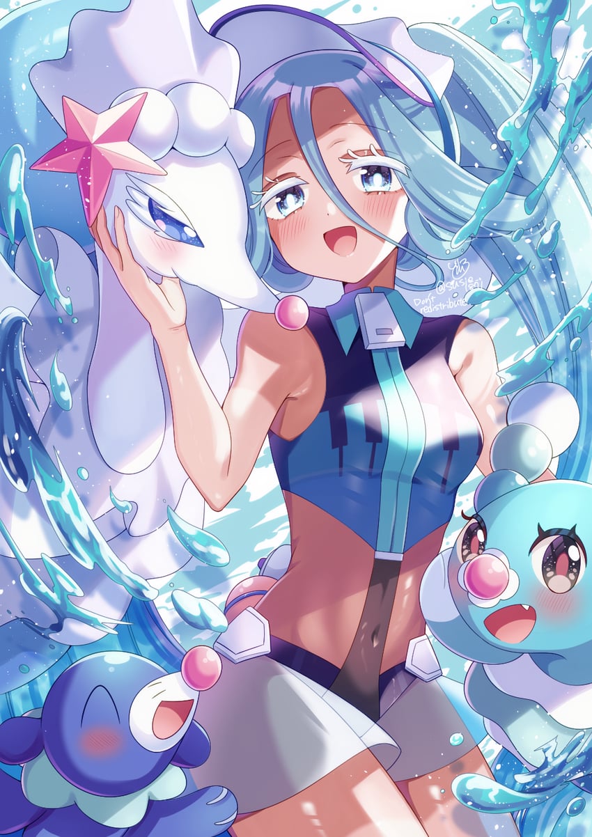 hatsune miku, popplio, primarina, brionne, and water miku (pokemon and 2 more) drawn by doroshii