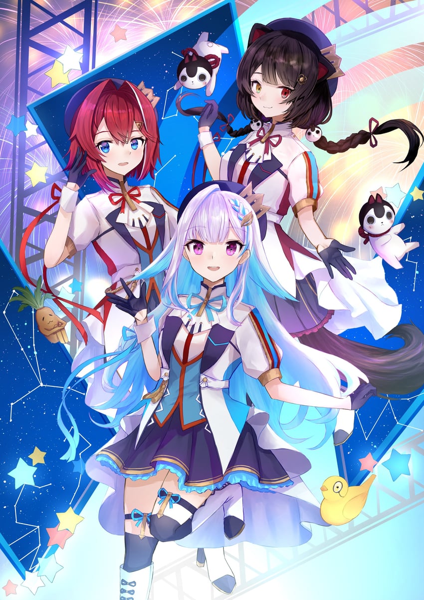 lize helesta, ange katrina, inui toko, sebastian piyodore, banken, and 1 more (nijisanji) drawn by n3knp