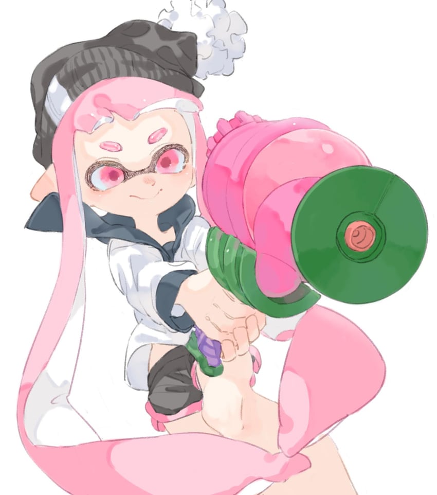 inkling player character and inkling girl (splatoon) drawn by ajomo