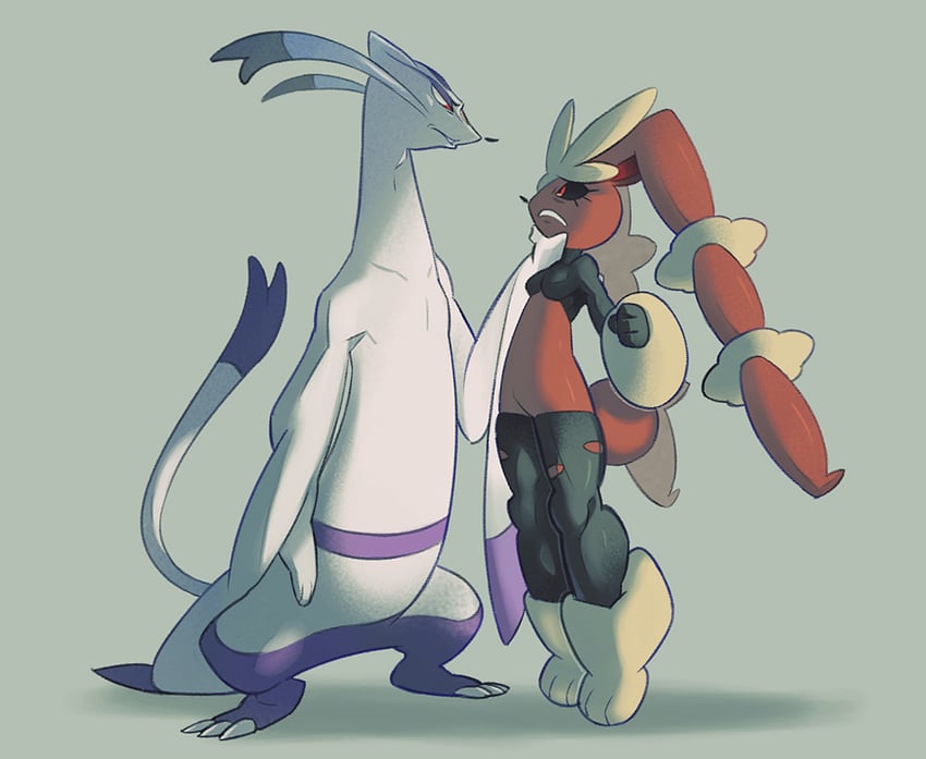lopunny, mienshao, and mega lopunny (pokemon) drawn by motojima_hakka