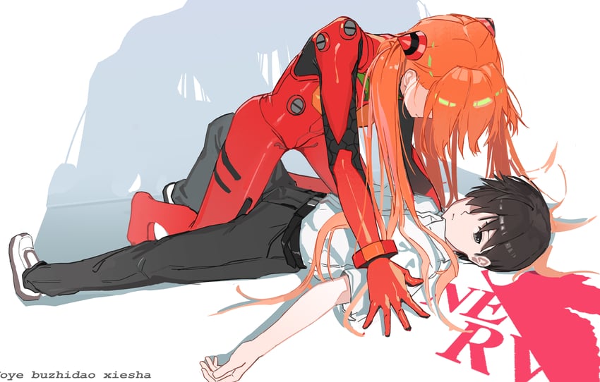 souryuu asuka langley and ikari shinji (neon genesis evangelion) drawn by sokiu_(dongxiasokiu)