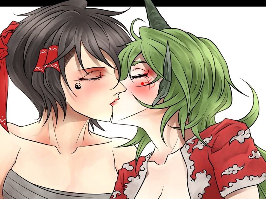 hakurei reimu and komano aunn (touhou and 1 more) drawn by ryuuichi_(f_dragon)