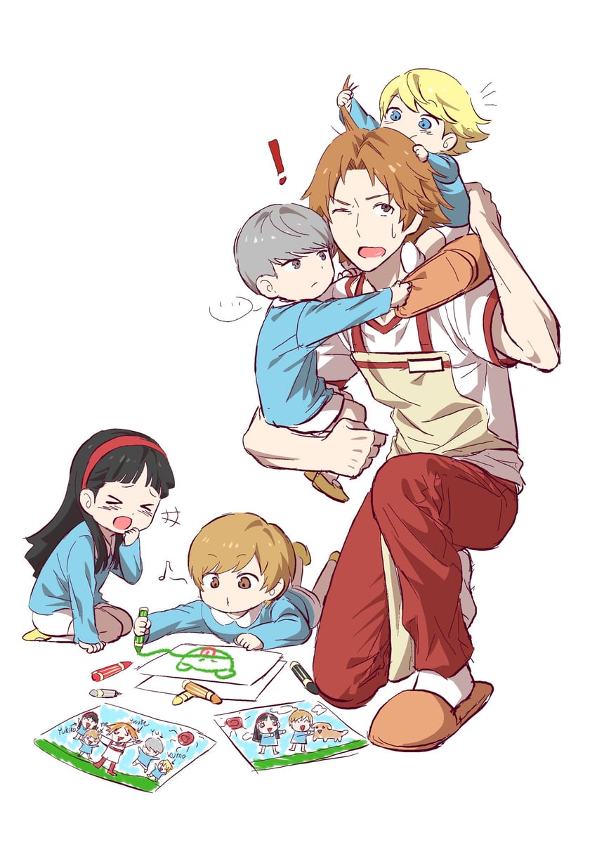 narukami yu, satonaka chie, amagi yukiko, hanamura yousuke, and kuma (persona and 1 more) drawn by ssesse_1999