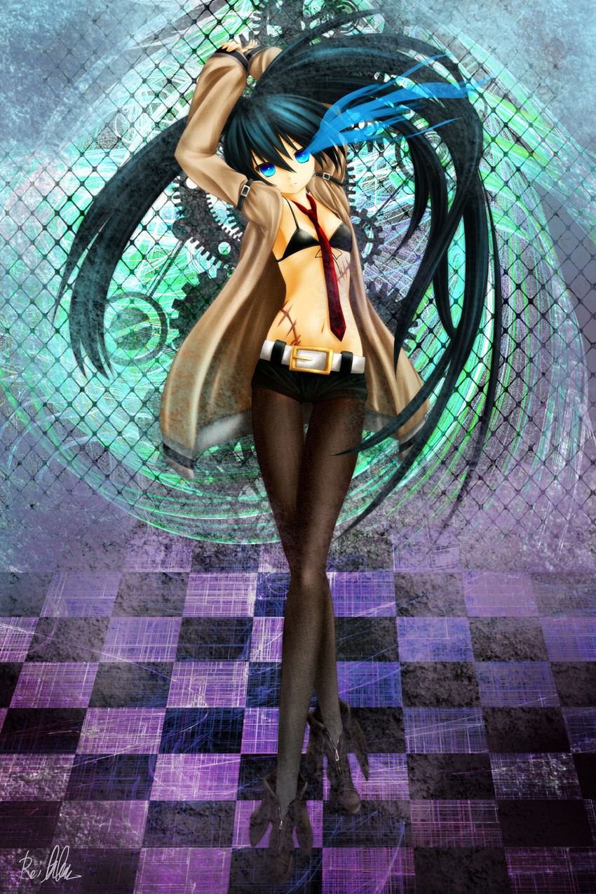 black rock shooter and makise kurisu (black rock shooter and 1 more) drawn by libus