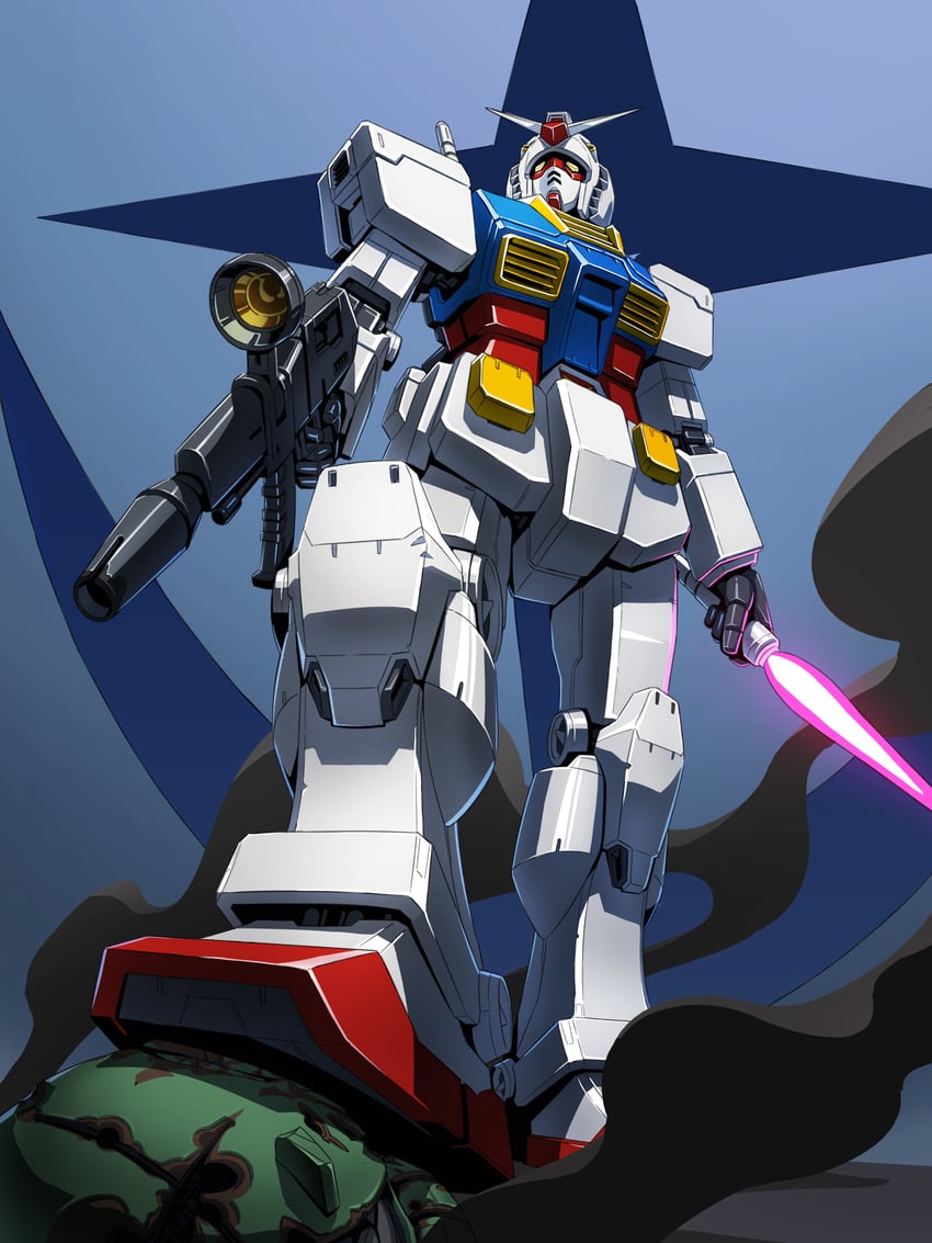 rx-78-2 gundam and zaku ii (gundam and 1 more) drawn by artofwill