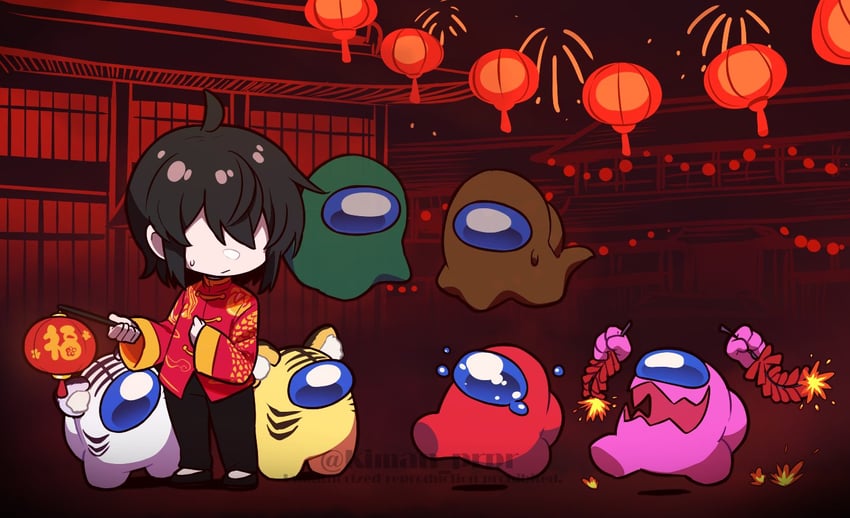 crewmate, yellow, red, white, impostor, and 5 more (original and 1 more) drawn by kiman