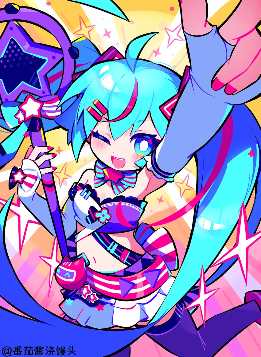 hatsune miku (vocaloid and 1 more) drawn by fanqie_jiang_jiao_mantou
