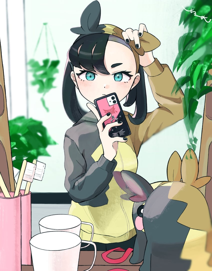 marnie and morpeko (pokemon and 1 more) drawn by surumeika_(ninfiiiir)