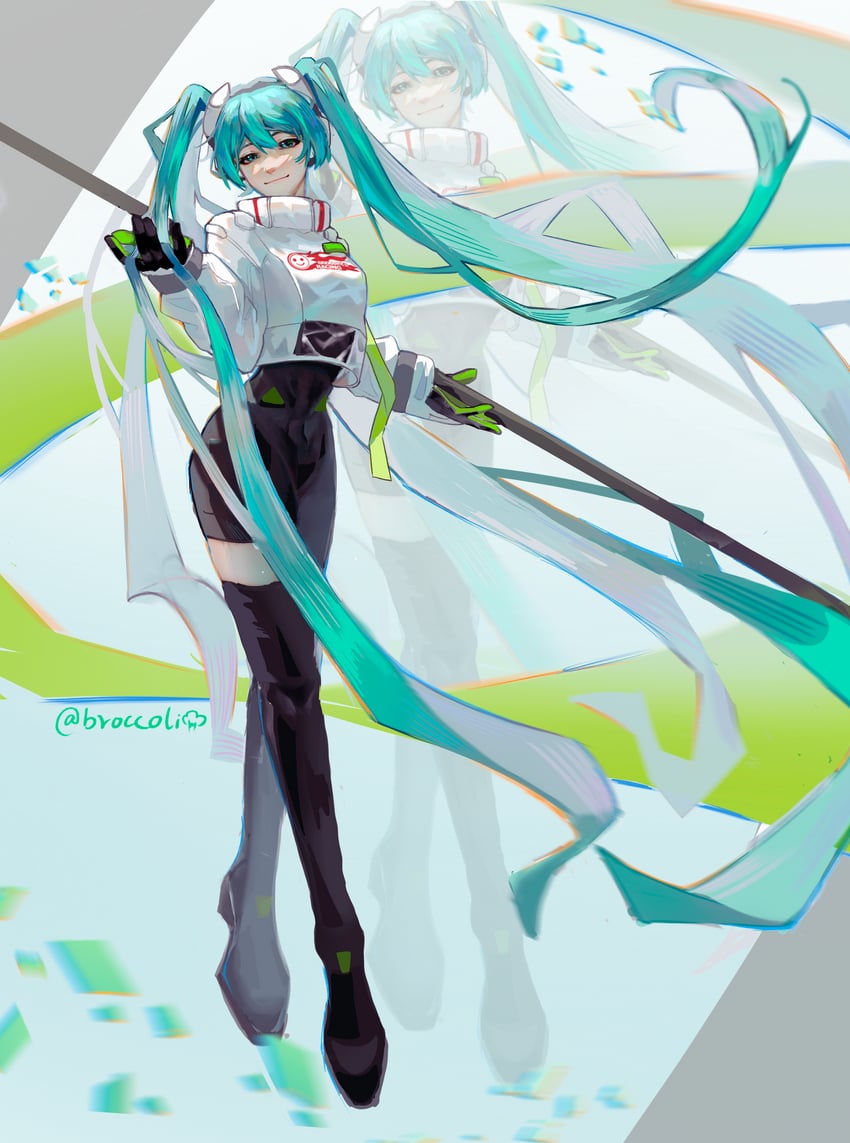 hatsune miku and racing miku (vocaloid and 1 more) drawn by beifen_de_xi_lan_hua